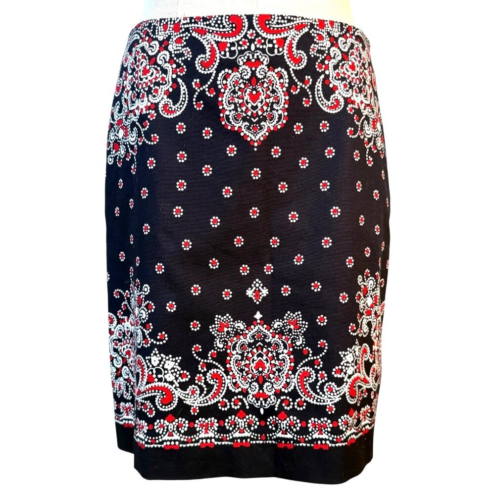 Talbots Womens Paisley‎ Print Straight Pencil Skirt Size 4 Stretch Cotton Twill